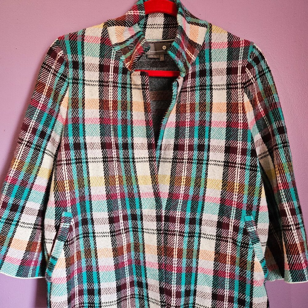 by Anthropologie Women’s Medium square Multicolor Cardigan Sweater 3/4 sleeve